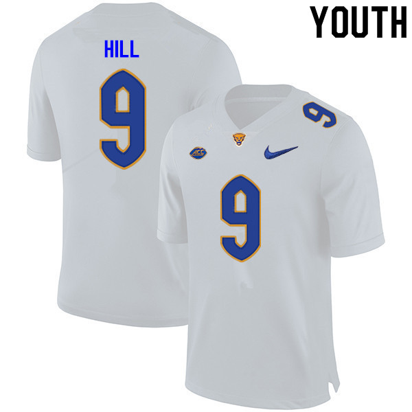 Youth #9 Brandon Hill Pitt Panthers College Football Jerseys Sale-White